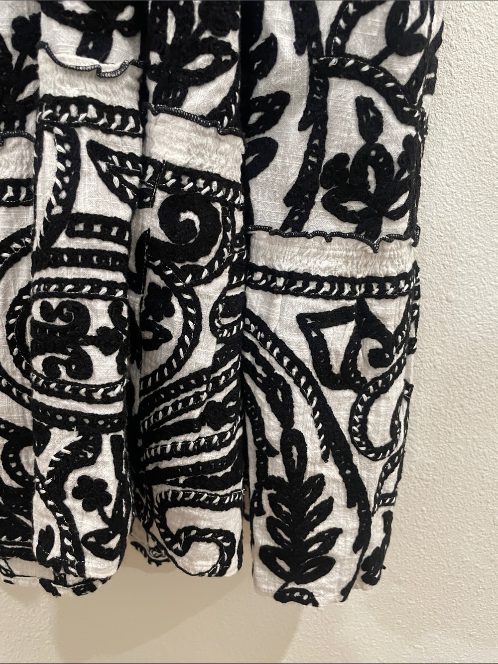Sézane Anaka Dress Black & Cream Embroidered Print Tiered Maxi Dress 36 - Picture 12 of 14